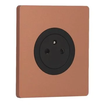 SCHNEIDER Odace Prise de courant 2P+T affleurante noir onyx et plaque simple Architecte cuivre