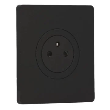 SCHNEIDER Odace Prise de courant 2P+T affleurante noir onyx et plaque simple Architecte noir onyx