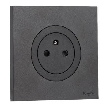 SCHNEIDER Odace Prise de courant 2P+T affleurante noir onyx complet
