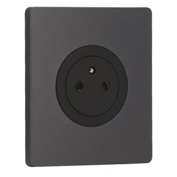 SCHNEIDER Odace Prise de courant 2P+T affleurante noir onyx et plaque simple Architecte perle noire