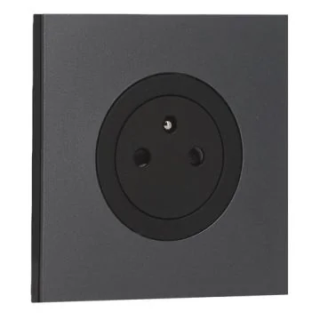 SCHNEIDER Odace Prise de courant 2P+T affleurante noir onyx et plaque simple perle noire