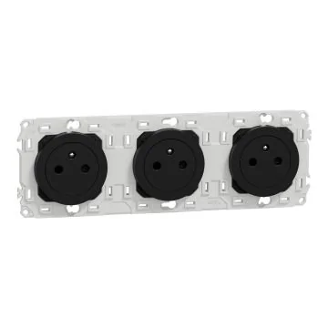 SCHNEIDER Odace Triple prise de courant précâblée 2P+T affleurante noir onyx - S940072