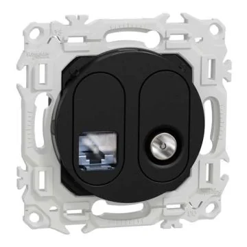 SCHNEIDER Odace Prise RJ45 catégorie 6 STP et TV simple noir onyx - S940141