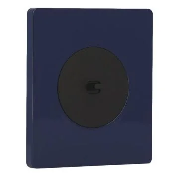SCHNEIDER Odace Interrupteur va et vient/bouton poussoir à levier noir onyx et plaque simple Architecte bleu émaillé