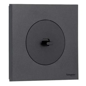 SCHNEIDER Odace Interrupteur va et vient/bouton poussoir à levier noir onyx complet