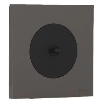 SCHNEIDER Odace Interrupteur va et vient/bouton poussoir à levier noir onyx et plaque simple gris basalte