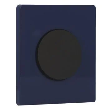 SCHNEIDER Odace Interrupteur va et vient/bouton poussoir noir onyx et plaque simple Architecte bleu émaillé
