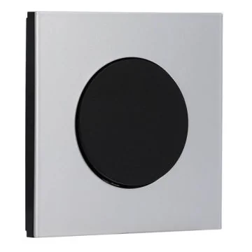 SCHNEIDER Odace Interrupteur va et vient/bouton poussoir noir onyx et plaque simple Aluminium