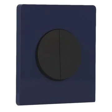 SCHNEIDER Odace Interrupteur double va et vient/bouton poussoir noir onyx et plaque simple Architecte bleu émaillé