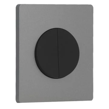 SCHNEIDER Odace Interrupteur double va et vient/bouton poussoir noir onyx et plaque simple Architecte titane