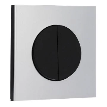 SCHNEIDER Odace Interrupteur double va et vient/bouton poussoir noir onyx et plaque simple aluminium