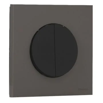 SCHNEIDER Odace Interrupteur double va et vient/bouton poussoir noir onyx et plaque simple gris basalte