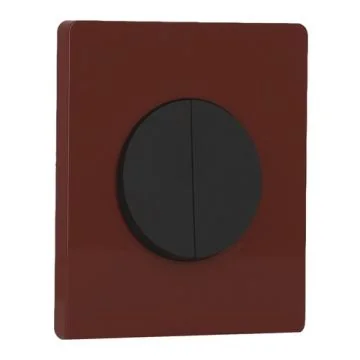 SCHNEIDER Odace Interrupteur double va et vient/bouton poussoir noir onyx et plaque simple Architecte sienne émaillé