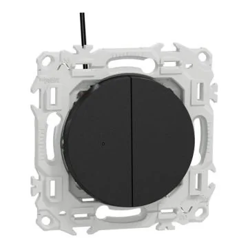 SCHNEIDER Odace Interrupteur double va et vient/bouton poussoir à voyant lumineux noir onyx - S940273