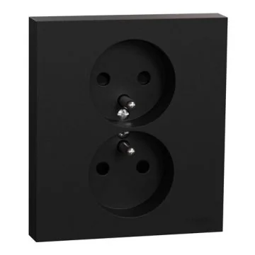 SCHNEIDER Odace Double prise de courant 2P+T complet noir onyx - S941089