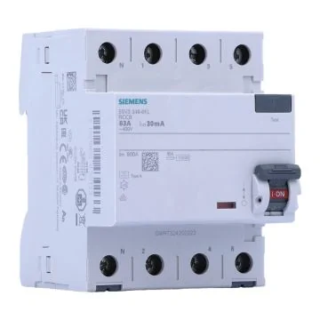 SIEMENS Interrupteur différentiel tétrapolaire 63A 30mA type A 4 modules 400V