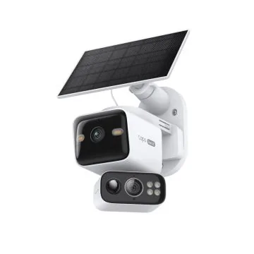 TAPO Caméra de surveillance connectée Wifi extérieure double optique 2K solaire motorisée blanche - TC93D Kit