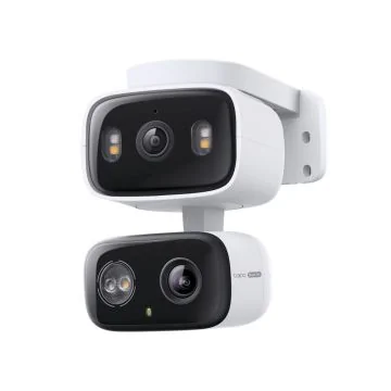TAPO Caméra de surveillance connectée Wifi intérieure/extérieure double optique 2K motorisée filaire blanche - C246D