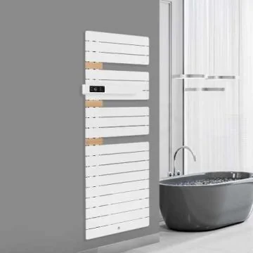 THERMOR Allure 3 classique Sèche-serviettes électrique connecté blanc granit avec soufflerie 1750W mât à gauche - 483177<br/>

