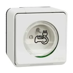 Prise de courant 2P+T renforc&eacute;e VE SCHNEIDER MUREVA Styl &eacute;tanche complet saillie IP55 blanc - MUR39010