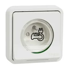 Prise de courant 2P+T renforc&eacute;e VE SCHNEIDER MUREVA Styl &eacute;tanche complet encastr&eacute;e IP55 blanc - MUR39011