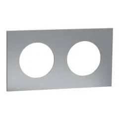 SCHNEIDER Odace Metal Plaque double titane support blanc - S910704