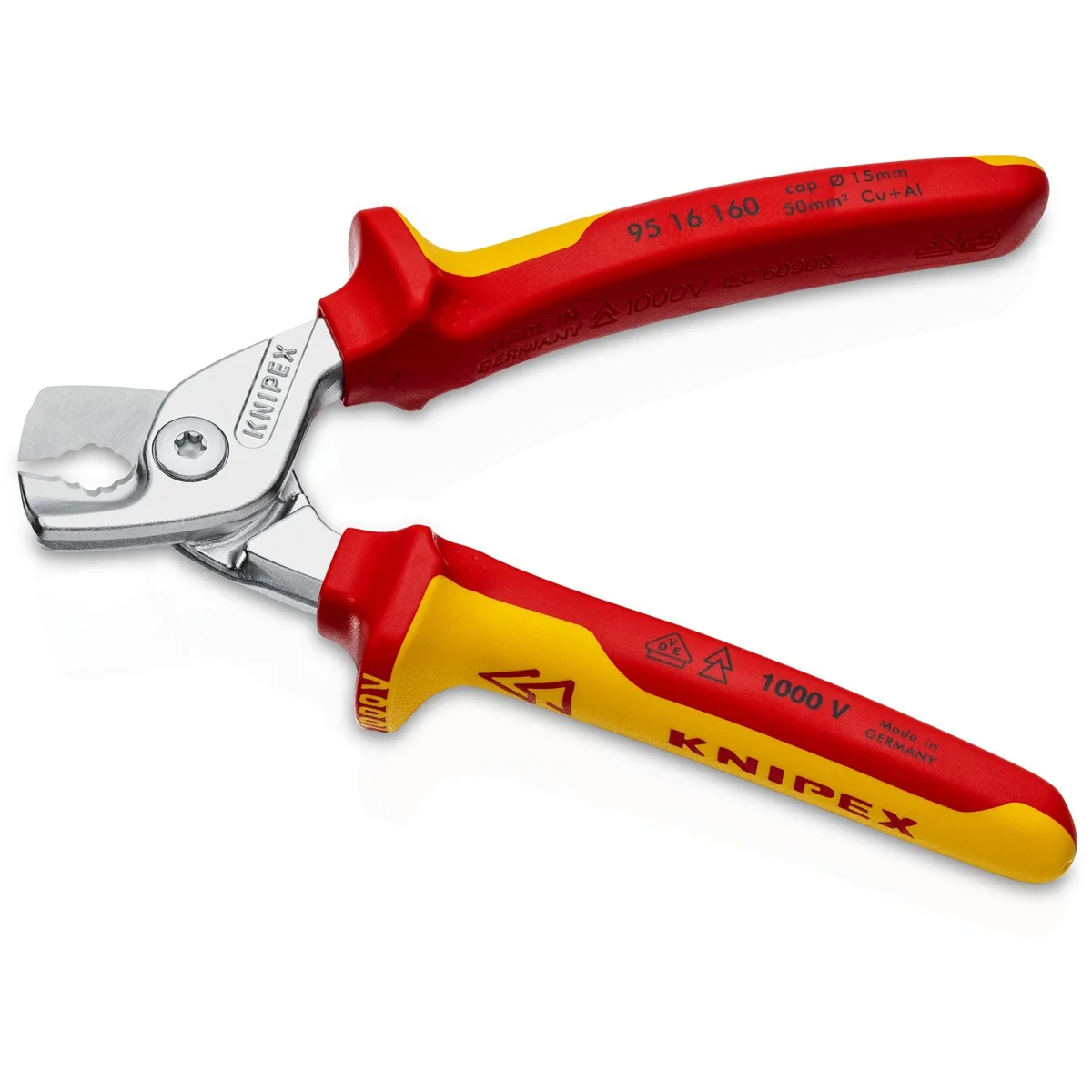 KNIPEX StepCut Pince coupe-câbles isolée 1000V chromée capacité 15mm 50mm² 160mm - 9516160