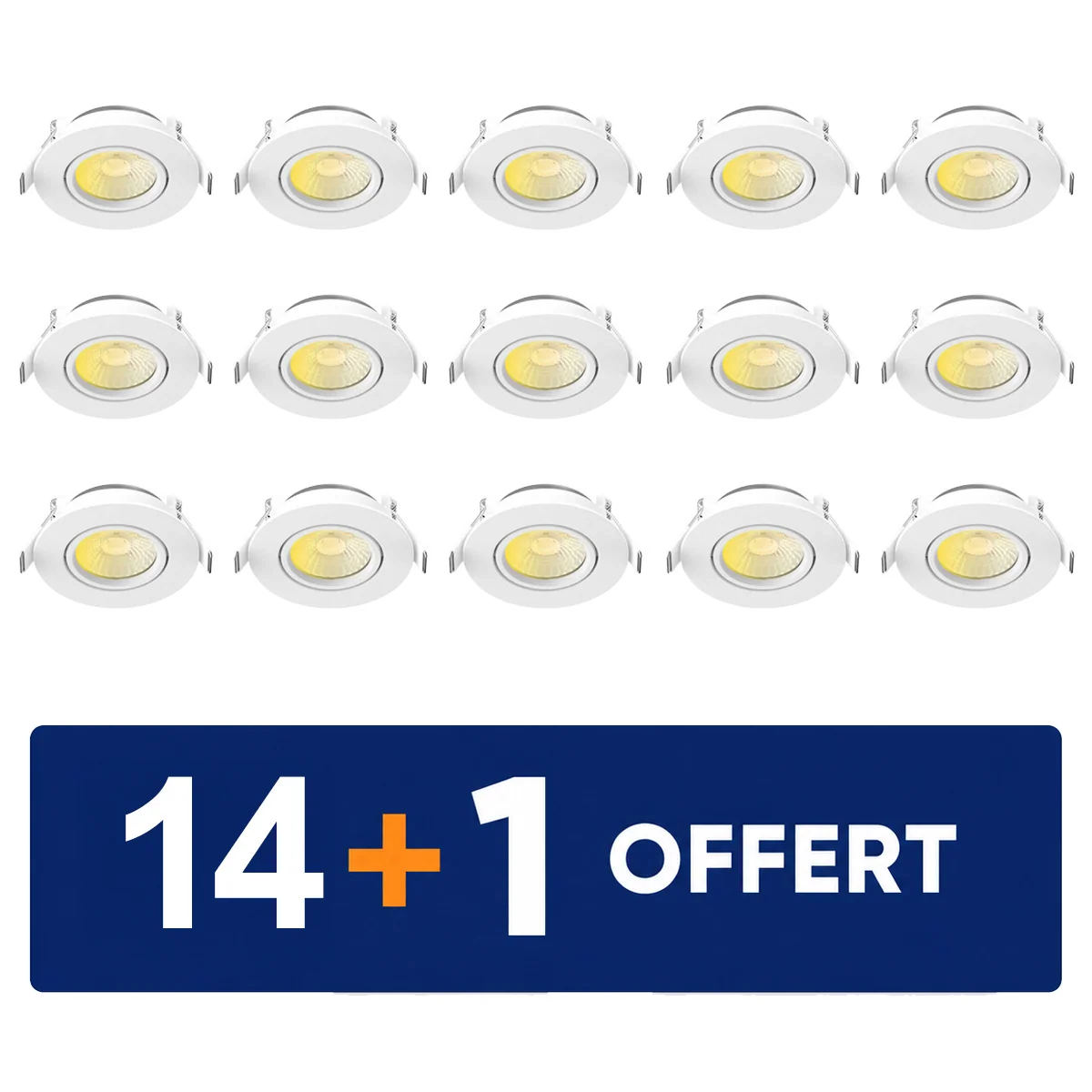 Spot LED BBC encastrable et orientable dimmable 230V 6W 515lm CCT 82mm blanc - Lot 14+1 gratuit