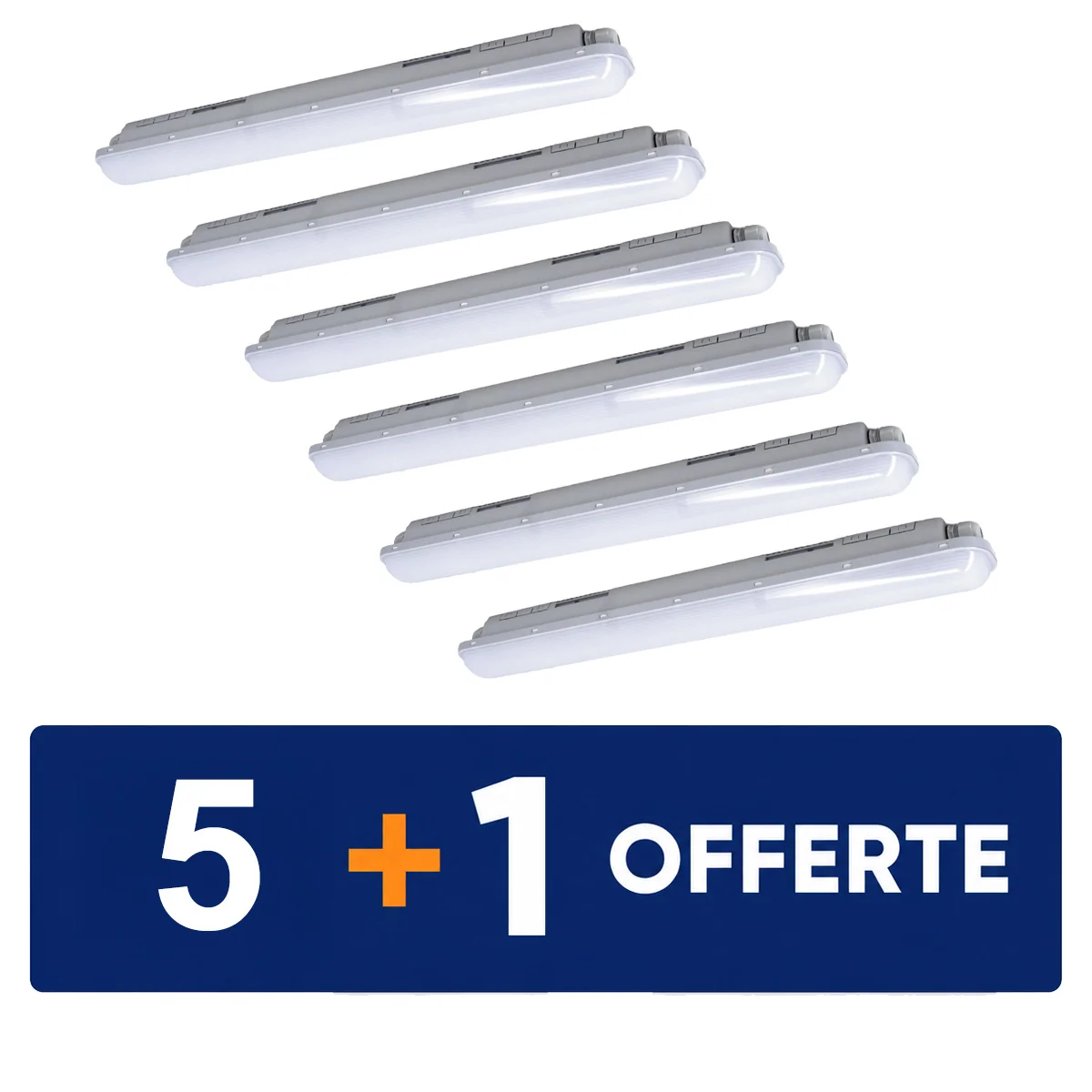 Réglette LED intégrée étanche 230V 15W 1825lm 4000K 60cm grise - Lot 5+1 gratuit