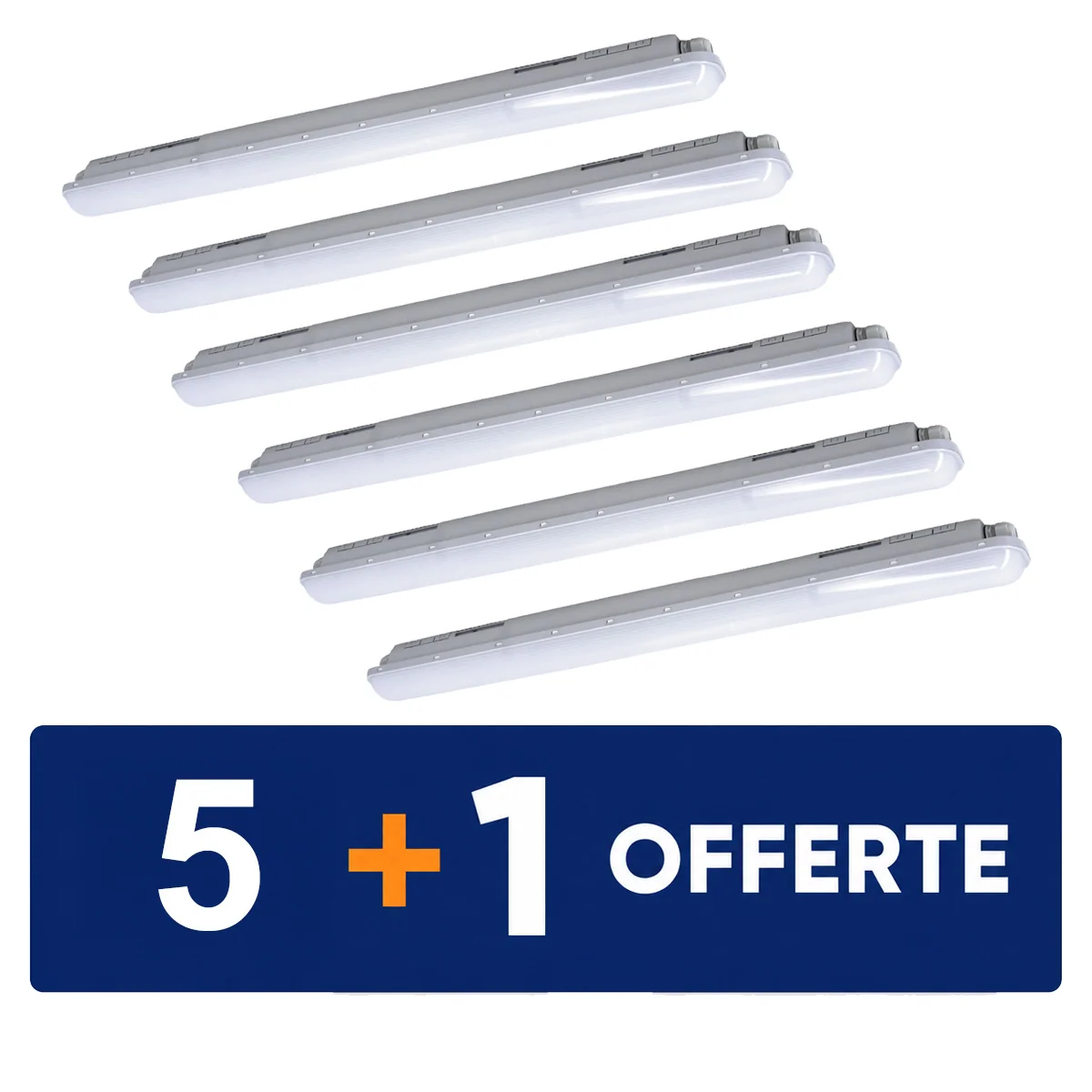 Réglette LED intégrée étanche 230V 35W 3880lm 4000K 120cm grise - Lot 5+1 gratuit