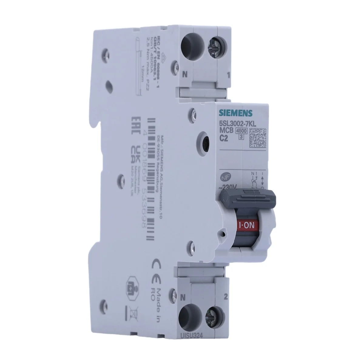 SIEMENS Disjoncteur 2A Ph+N Courbe C 4.5kA 230V - 5SL3002-7KL