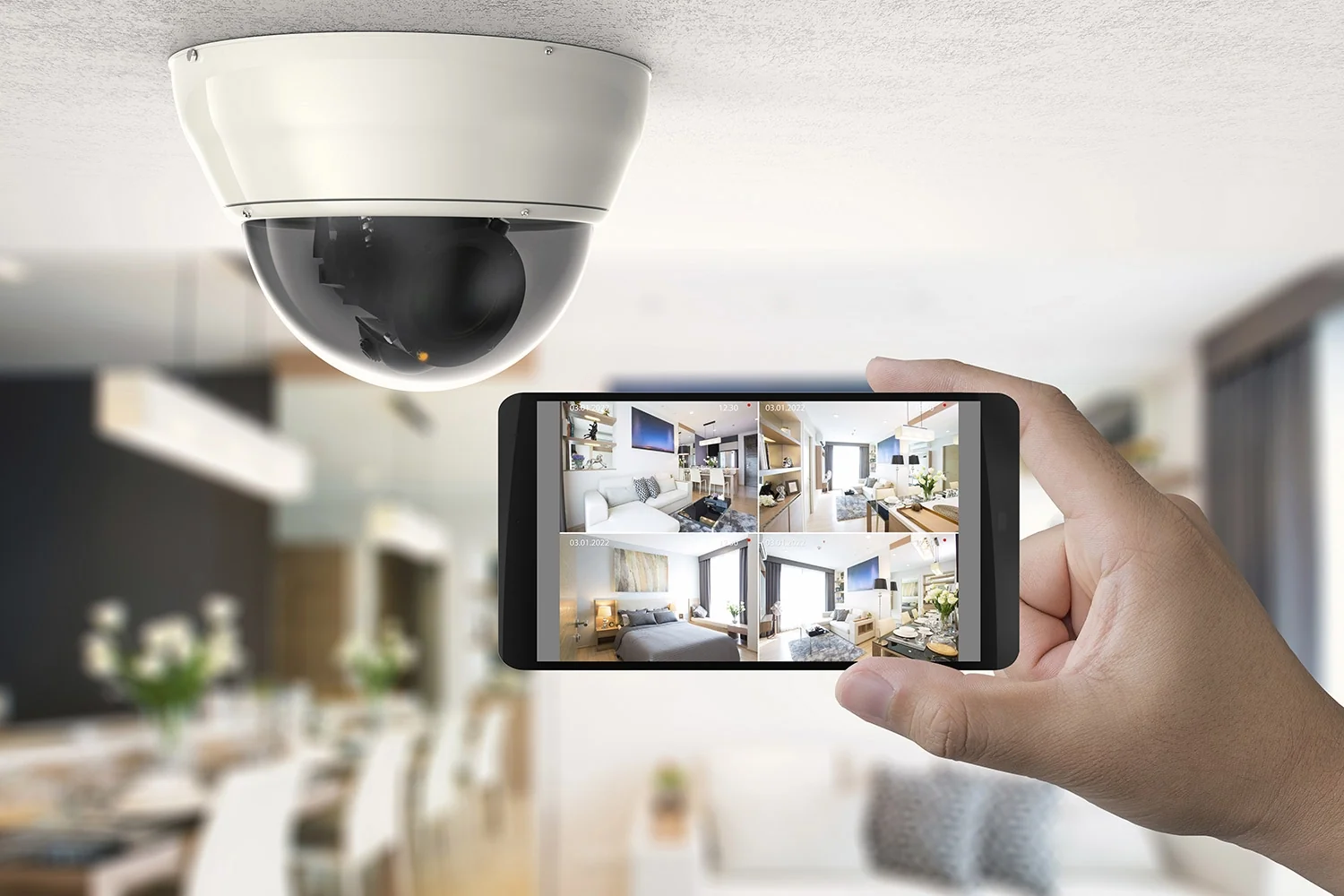 Alarme connect&eacute;e coupl&eacute;e avec des cam&eacute;ras de surveillance
