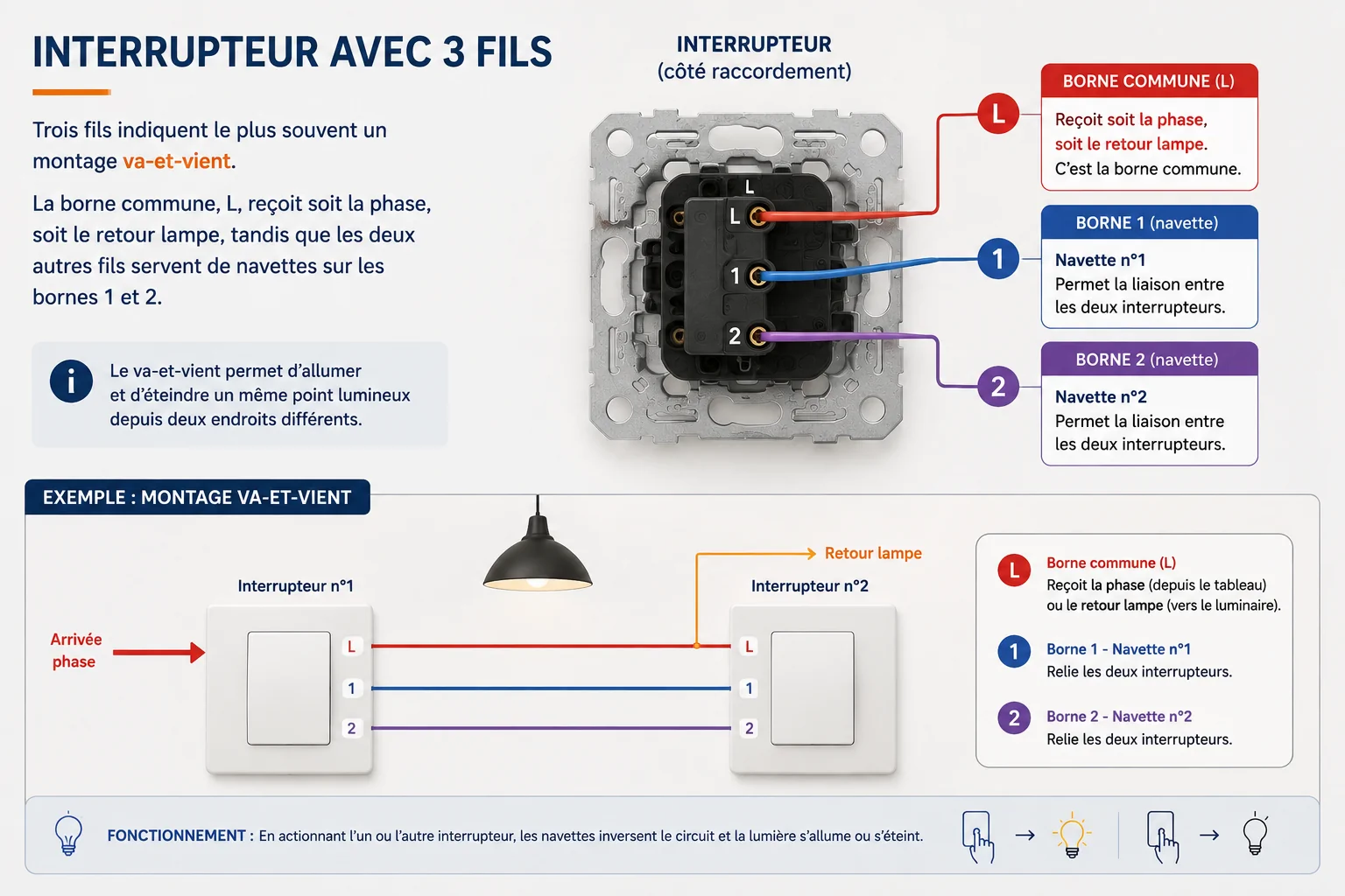 Interrupteur avec 3 fils