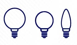 Ampoules LED de forme globe, mini globe et flamme