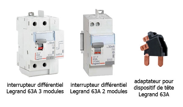 Quelle différence entre les interrupteurs différentiels Legrand 63A 2 et 3 modules ?