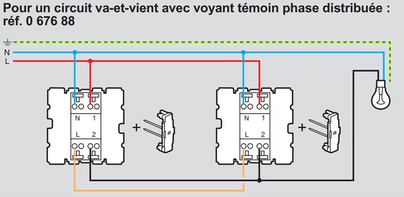 Interrupteur à voyant témoin (avec fil de neutre) - Interrupteur Céliane  Legrand