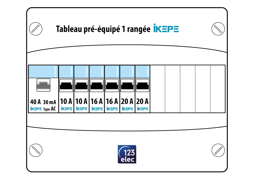 Schéma tableau électrique Ikepe prééquipé 1 rangées